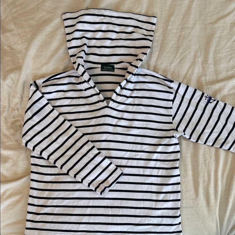 Rare Vintage Ralph LaurenNautical Striped Hoodie - Anchor on Sleeve